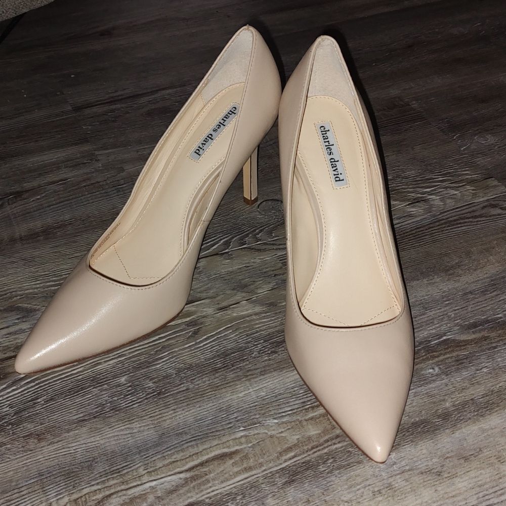 Charles David Rivals Nude pointed toe  stiletto heels  Sz 10 EUC